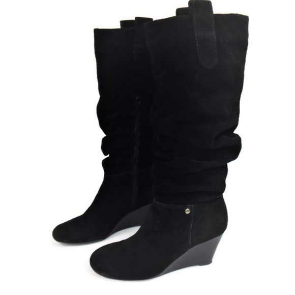 Arturo Chiang Black Suede Leather Slouch Boots - 6 - Picture 4 of 8